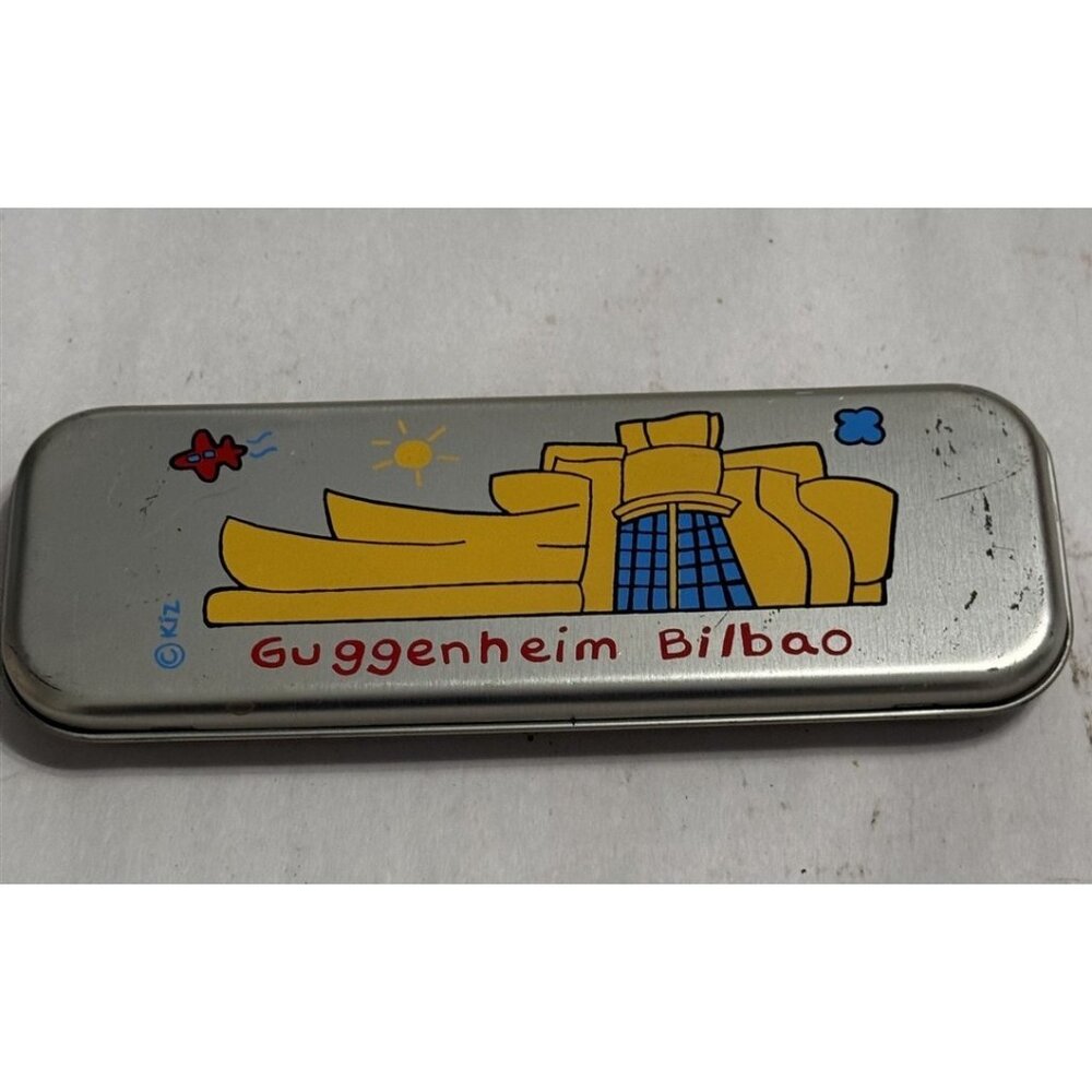 Guggenheim Bilboa Metal Tin Pencil Box Souvenir Frank Gehry Building Design